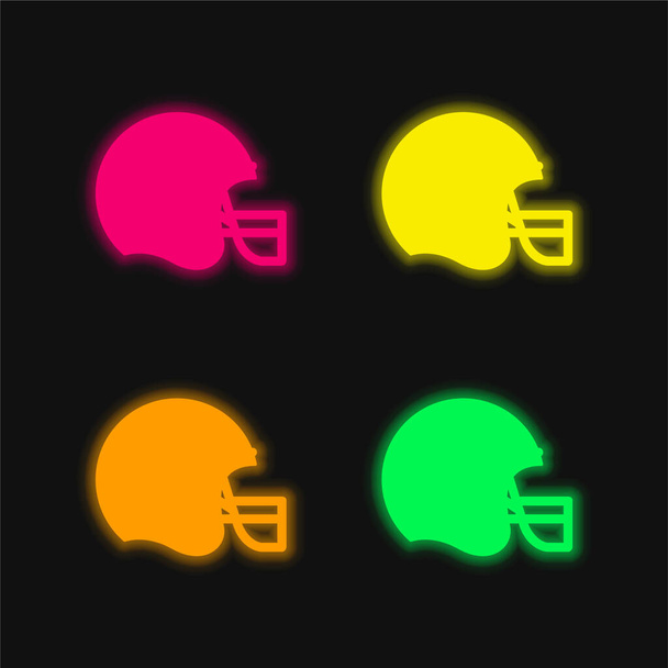 American Football cuatro colores brillante icono de vectores de neón - Vector, Imagen