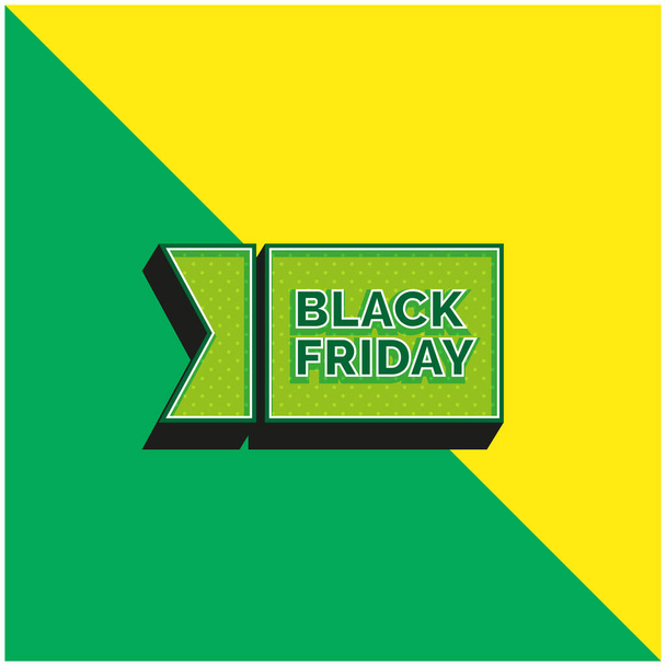 Kara Cuma Yeşil ve Sarı 3D vektör simgesi logosu - Vektör, Görsel
