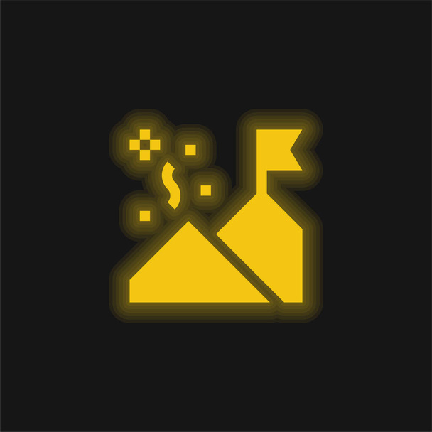 Achievement yellow glowing neon icon - Vector, Image