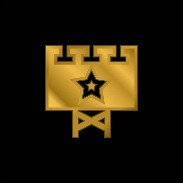 Cartellone placcato oro icona metallica o logo vettore - Vettoriali, immagini