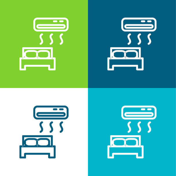 Légkondicionált lakás négy szín minimális ikon készlet - Vektor, kép