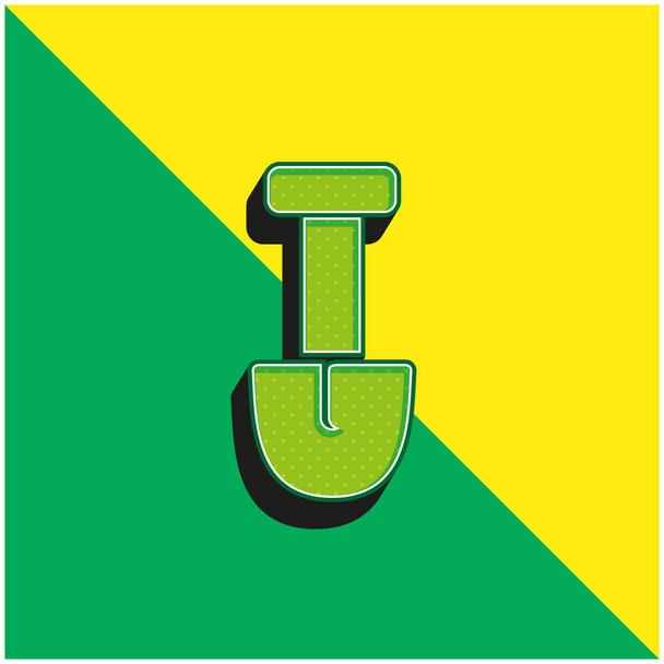 Big Shovel Green and yellow modern 3d vector icon logo - Vector, Image