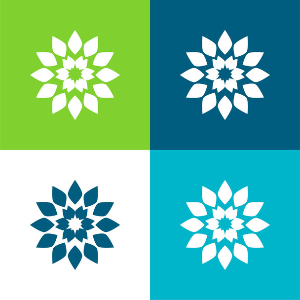 Flor grande Plano de cuatro colores icono mínimo conjunto - Vector, Imagen