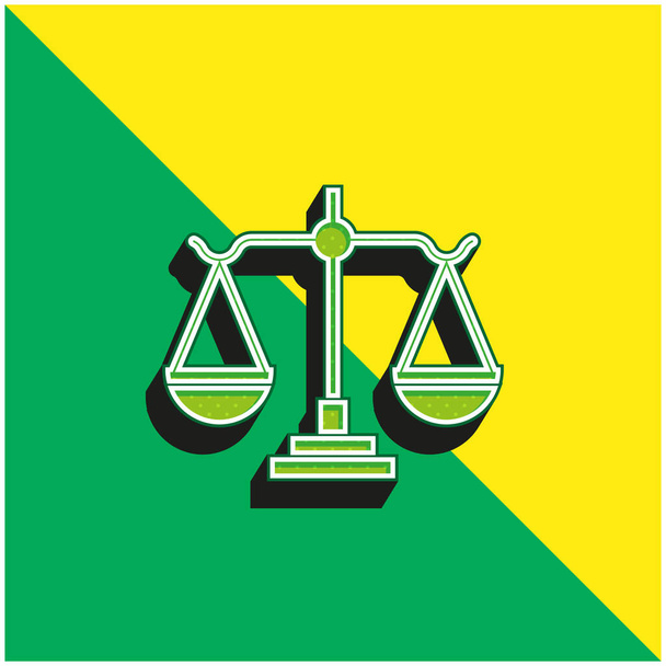 Balance Vihreä ja keltainen moderni 3d vektori kuvake logo - Vektori, kuva
