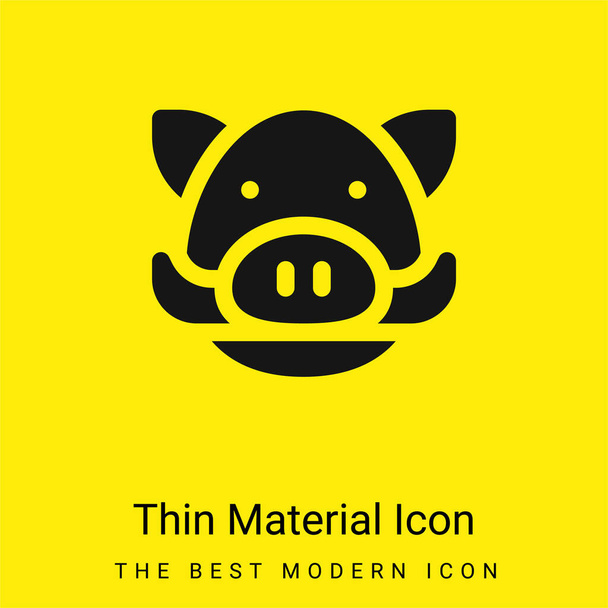Boar minimal bright yellow material icon - Vector, Image