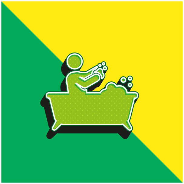 Bad Groen en geel modern 3D vector pictogram logo - Vector, afbeelding