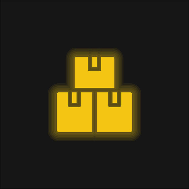 Boîtes jaune brillant icône néon - Vecteur, image