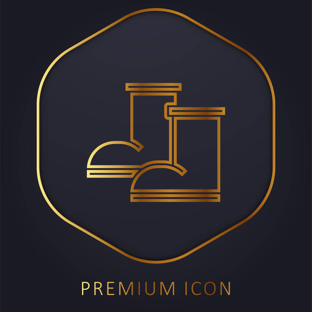 Botas de línea dorada logotipo premium o icono - Vector, imagen