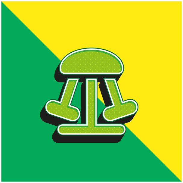 Parc d'attractions Logo vectoriel 3D moderne vert et jaune - Vecteur, image