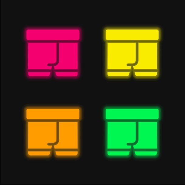Boksörler dört renk parlayan neon vektör simgesi - Vektör, Görsel