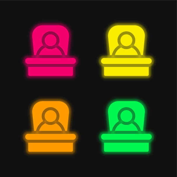 Boss vier kleuren gloeiende neon vector icoon - Vector, afbeelding