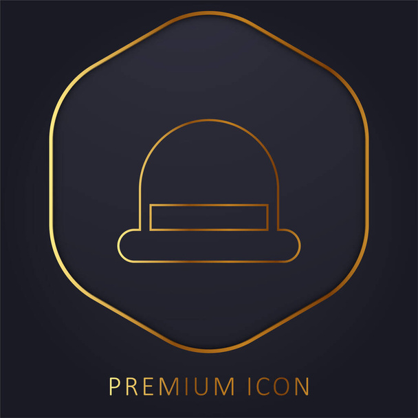 Bowler linha dourada logotipo premium ou ícone - Vetor, Imagem