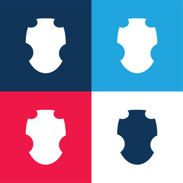 Black Warrior Shield blu e rosso set di icone minime a quattro colori - Vettoriali, immagini