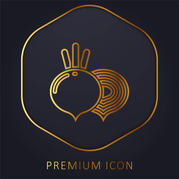Beet golden line premium logo or icon - Vector, Image