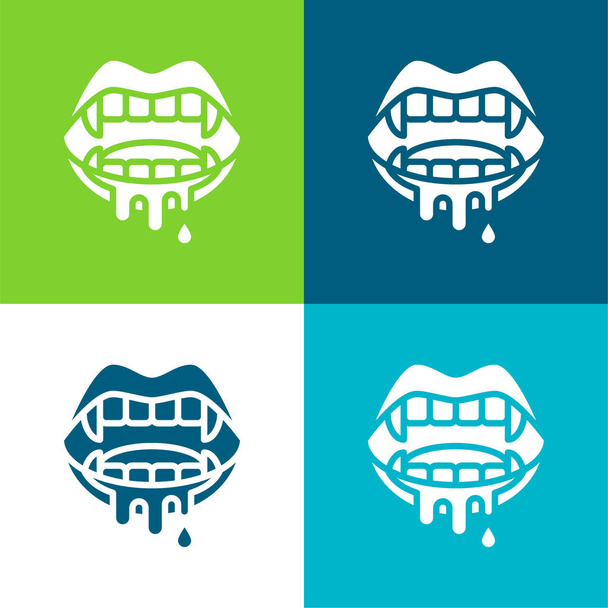 Set di icone minimali a quattro colori Bloody Flat - Vettoriali, immagini