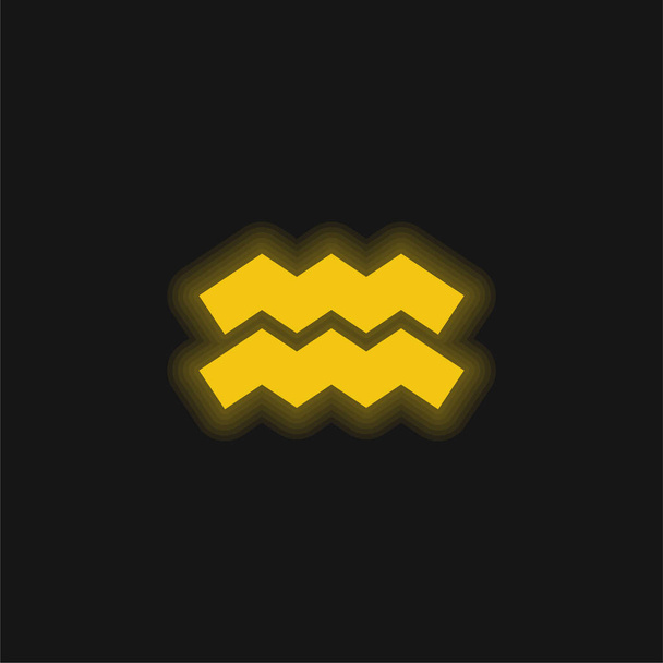 Жовта сяюча неонова ікона Водолія
 - Вектор, зображення