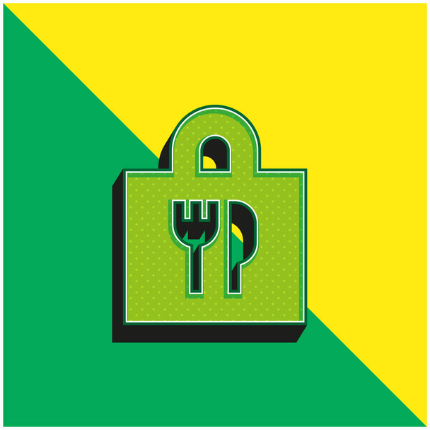 Bolso verde y amarillo moderno 3d vector icono logotipo - Vector, imagen