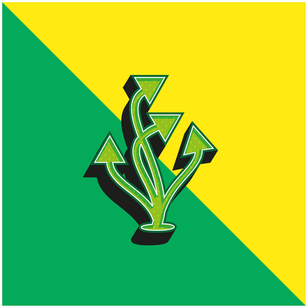 группа стрелок восходящих зеленый и желтый современный 3D логотип векторной иконки - Вектор,изображение