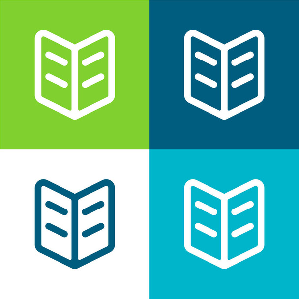 Könyv vagy újság Lapos négy szín minimális ikon készlet - Vektor, kép