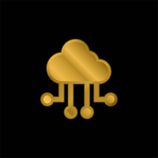 Big Data chapado en oro icono metálico o vector de logotipo - Vector, Imagen
