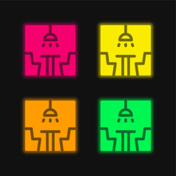 Cabina de cuatro colores brillante icono de vectores de neón - Vector, Imagen