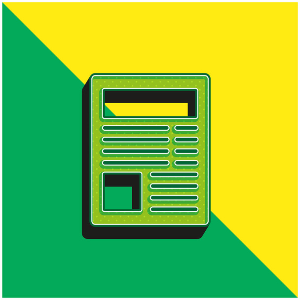 Article Green and yellow modern 3d vector icon logo - Vector, Image