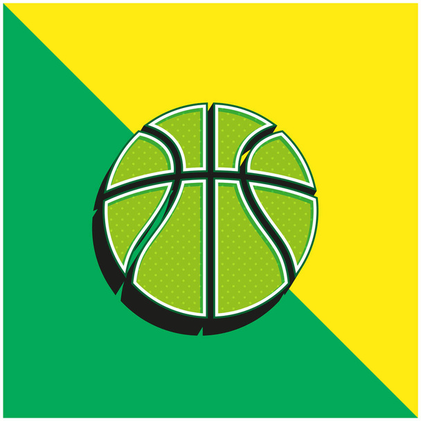 Basquete Verde e amarelo moderno logotipo vetor 3d ícone - Vetor, Imagem
