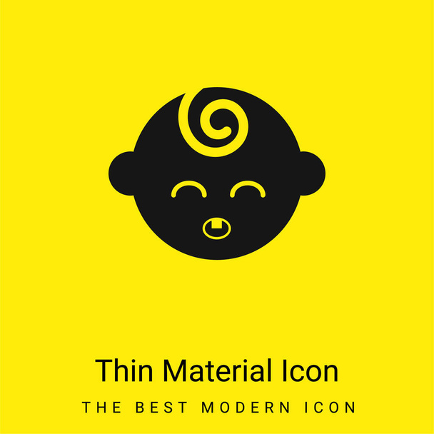 Fekete baba fej csukott szemmel minimális fényes sárga anyag ikon - Vektor, kép