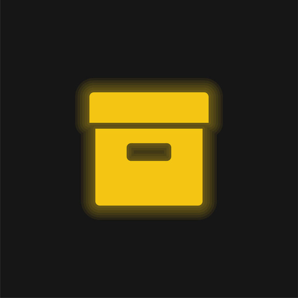 Laatikko keltainen hehkuva neon kuvake - Vektori, kuva