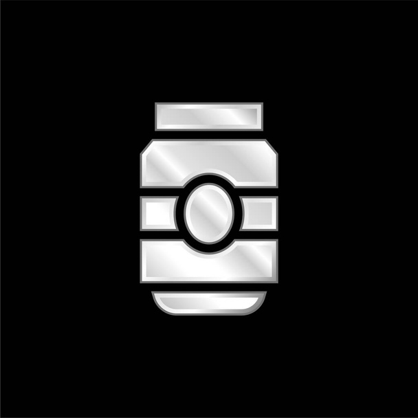 Pivo Může stříbrný pokovený kovový ikona - Vektor, obrázek