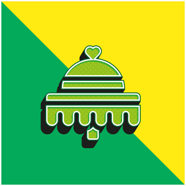 Bankett Zöld és sárga modern 3D vektor ikon logó - Vektor, kép