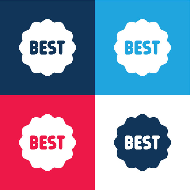 Mejor conjunto de iconos mínimo de cuatro colores azul y rojo - Vector, Imagen
