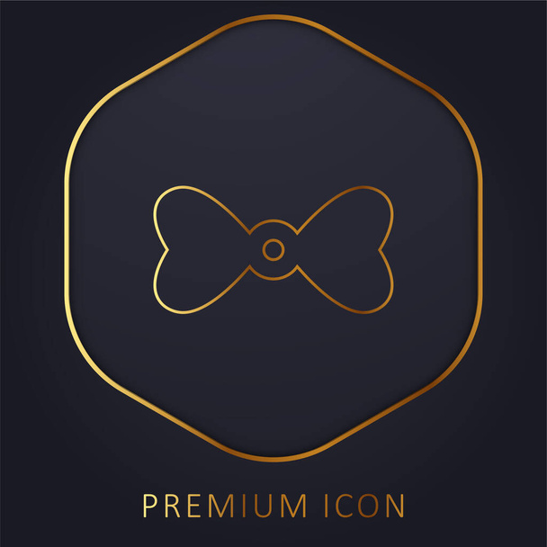 Corbata de lazo con corazones línea dorada logotipo premium o icono - Vector, Imagen
