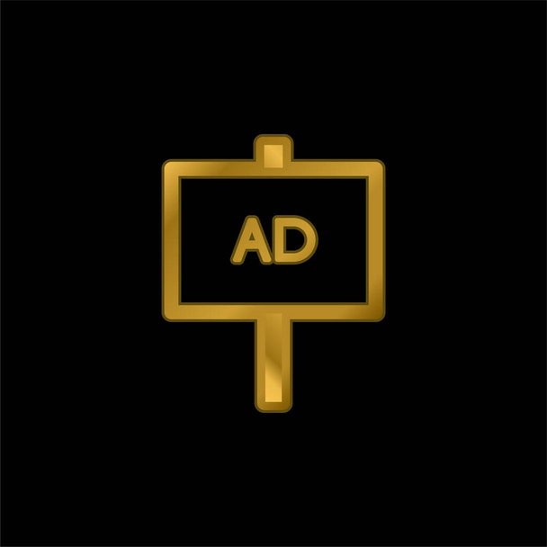 AD Poster chapado en oro icono metálico o logo vector - Vector, Imagen