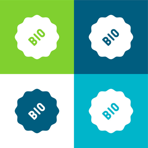 Bio Flat čtyři barvy minimální ikona nastavena - Vektor, obrázek