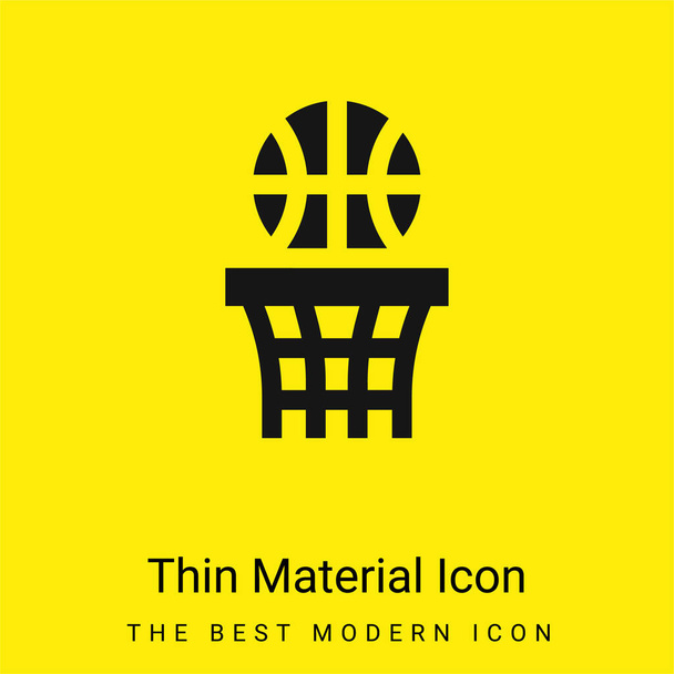 Baloncesto mínimo icono de material amarillo brillante - Vector, Imagen