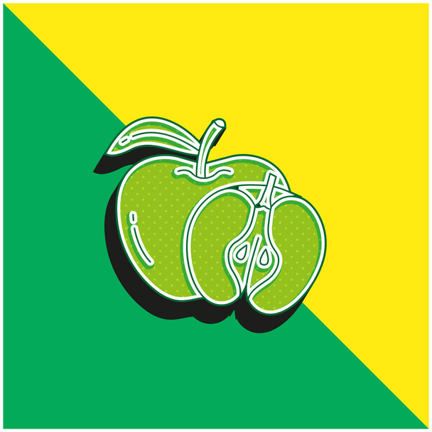 Apple Verde e amarelo moderno logotipo do ícone do vetor 3d - Vetor, Imagem