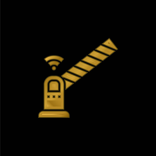 Barreira banhado a ouro ícone metálico ou vetor logotipo - Vetor, Imagem
