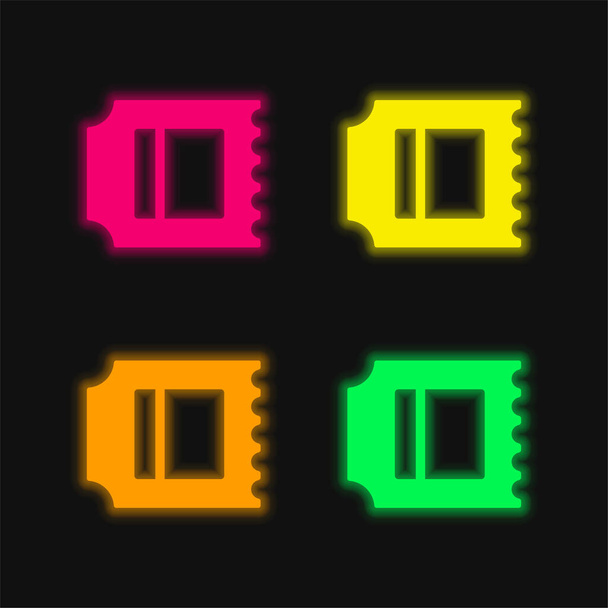 American Football Game Ticket čtyři barvy zářící neonový vektor ikona - Vektor, obrázek
