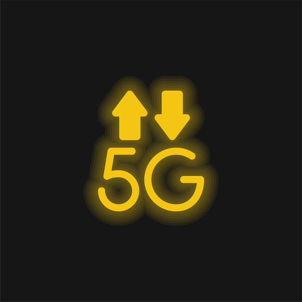 5g žlutá zářící neonová ikona - Vektor, obrázek