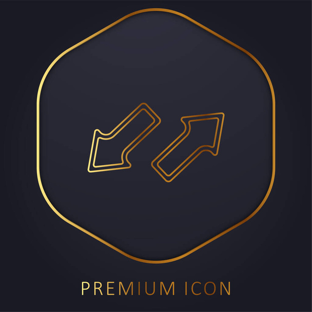 Pfeile Paar Pointing Gegenrichtung goldene Linie Premium-Logo oder Symbol - Vektor, Bild