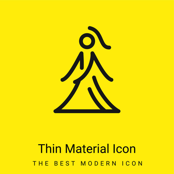 Nevěsta s šaty minimální jasně žlutý materiál ikona - Vektor, obrázek