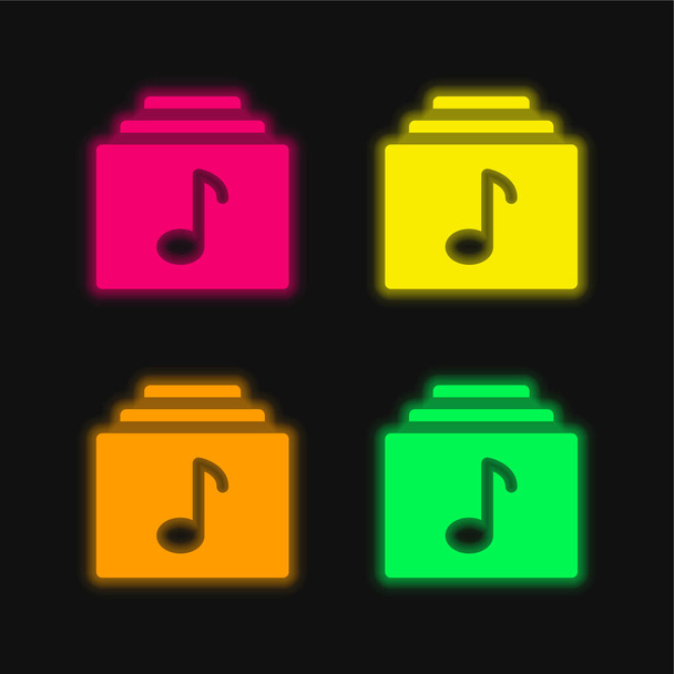 Album négy színű izzó neon vektor ikon - Vektor, kép