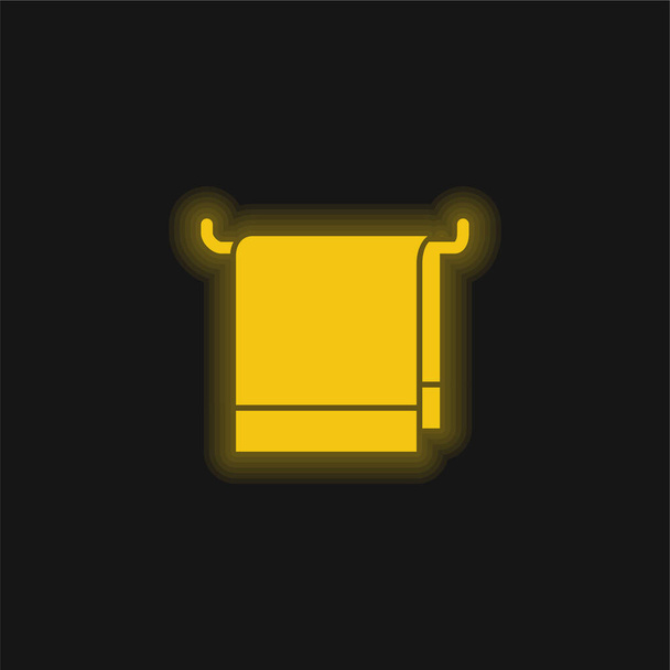 バスルームタオル黄色の輝くネオンアイコン - ベクター画像