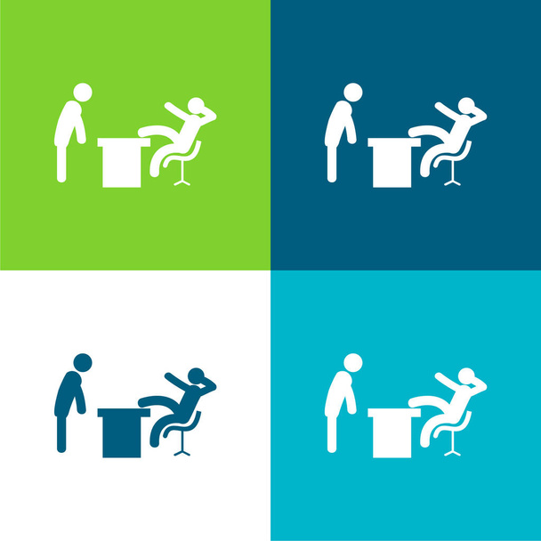 Boss Office Flat four color minimal icon set - Vector, Image