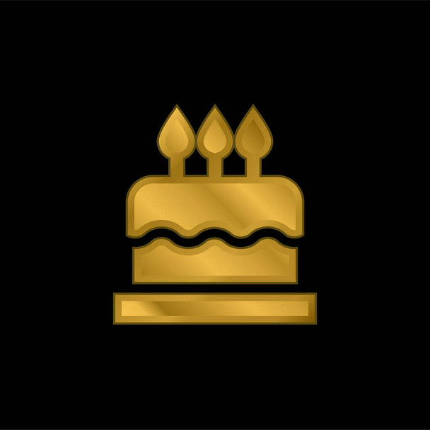 Torta de cumpleaños chapado en oro icono metálico o logo vector - Vector, imagen