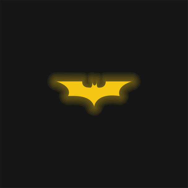 Bat pequeno silhueta variante amarelo brilhante ícone de néon - Vetor, Imagem