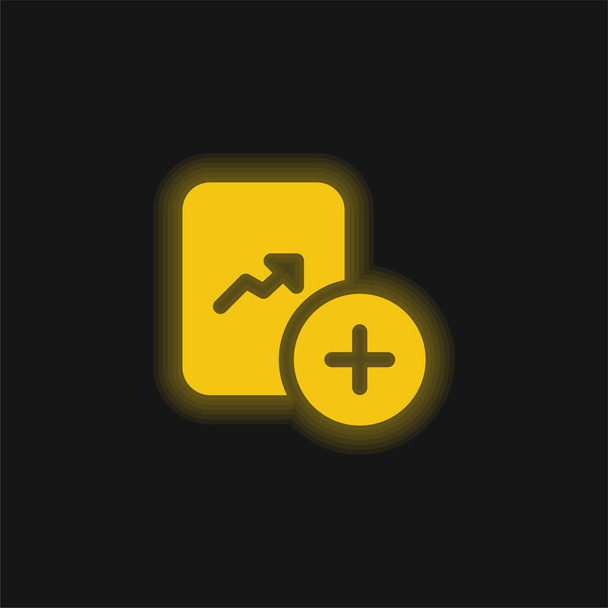 Añadir amarillo brillante icono de neón - Vector, imagen