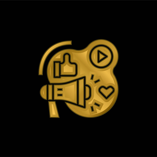 Publicidad chapado en oro icono metálico o logo vector - Vector, Imagen
