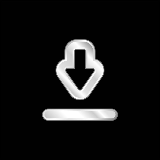 Big Download Arrow silver plated metallic icon - Vector, Image